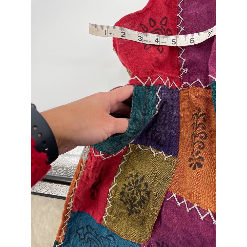 Rising International Womens Large Patchwork Overalls Boho Adjustable Straps - Picture 8 of 9